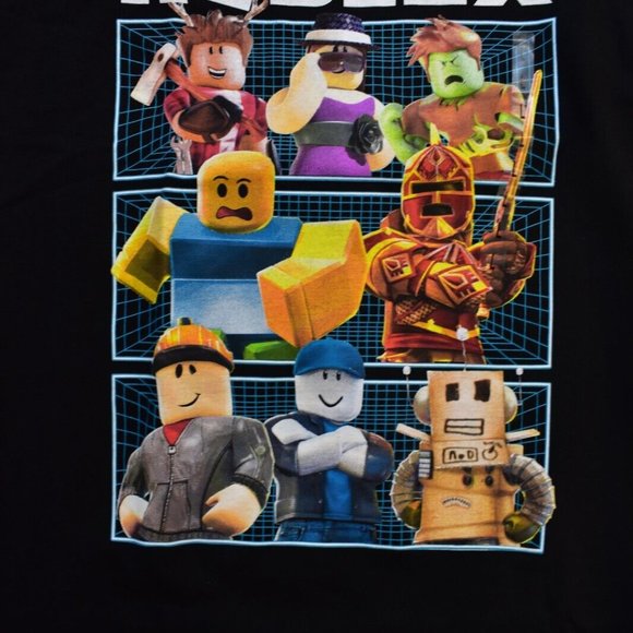 Roblox Youth Boys Multi-Character Black Shirt With Gray Long Sleeves New - Picture 3 of 5